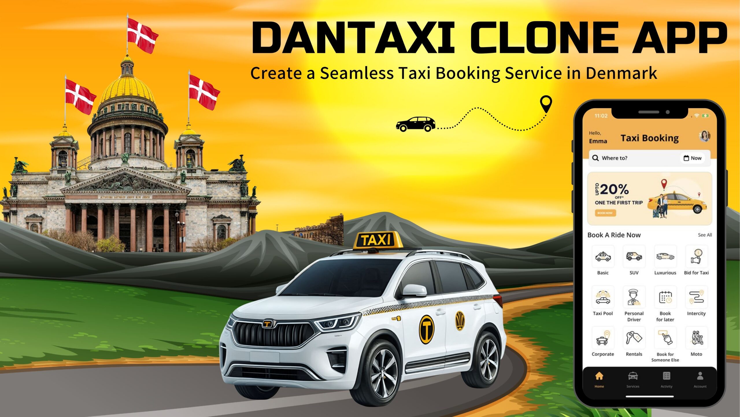 Build a User-Friendly Dantaxi Clone Taxi Booking App in Denmark