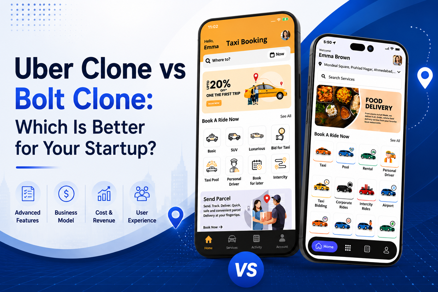 Uber Clone vs Bolt Clone: Features & Business Comparison