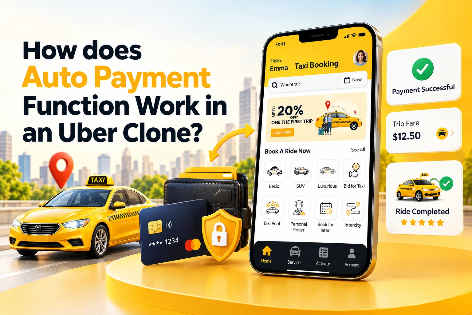 How does Auto Payment Function Work in an Uber Clone?
