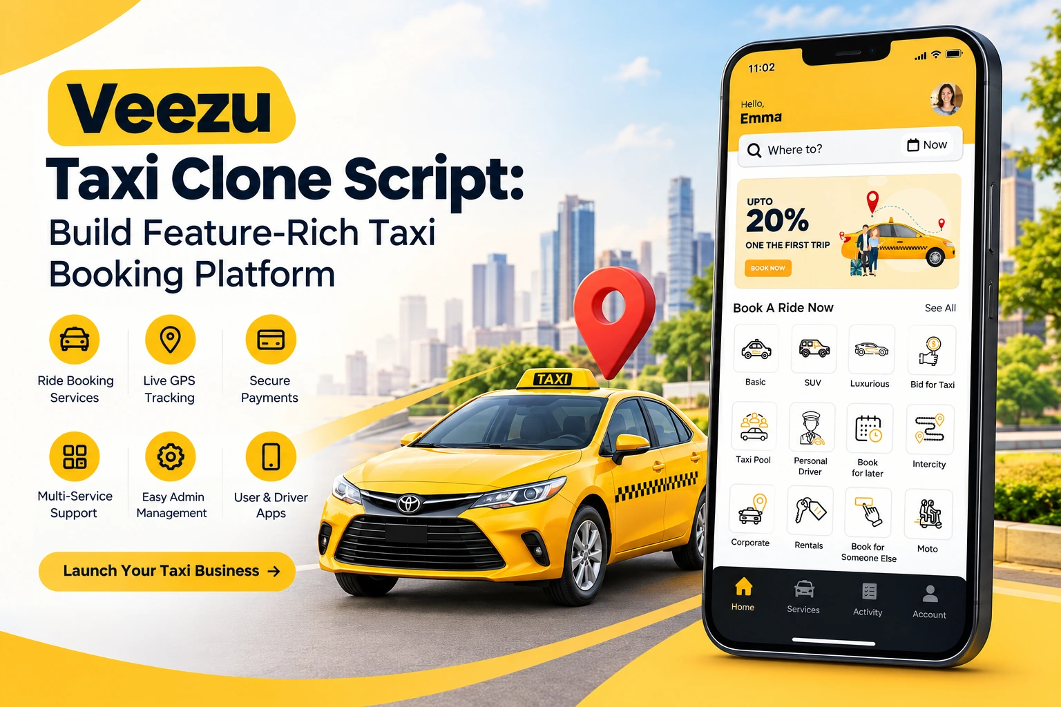 Veezu Taxi Clone Script: Build a Feature-Rich Taxi Booking Platform