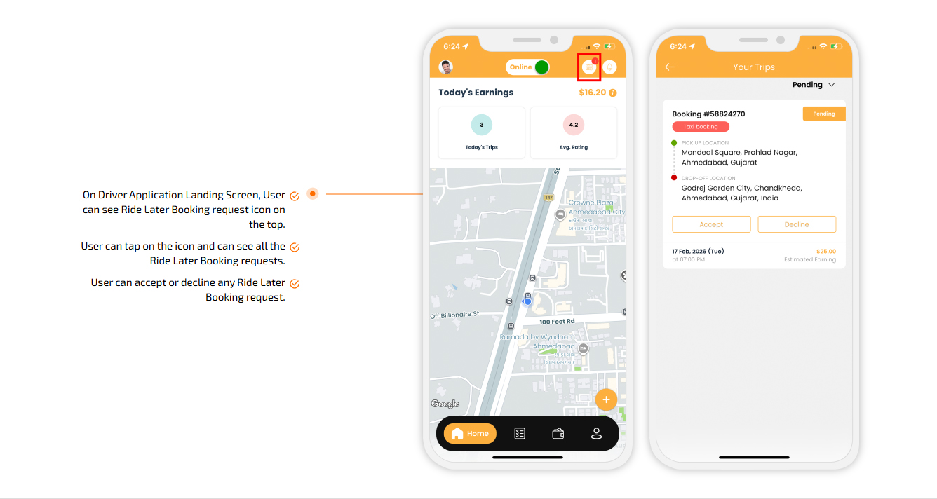 Driver App Landing Screen