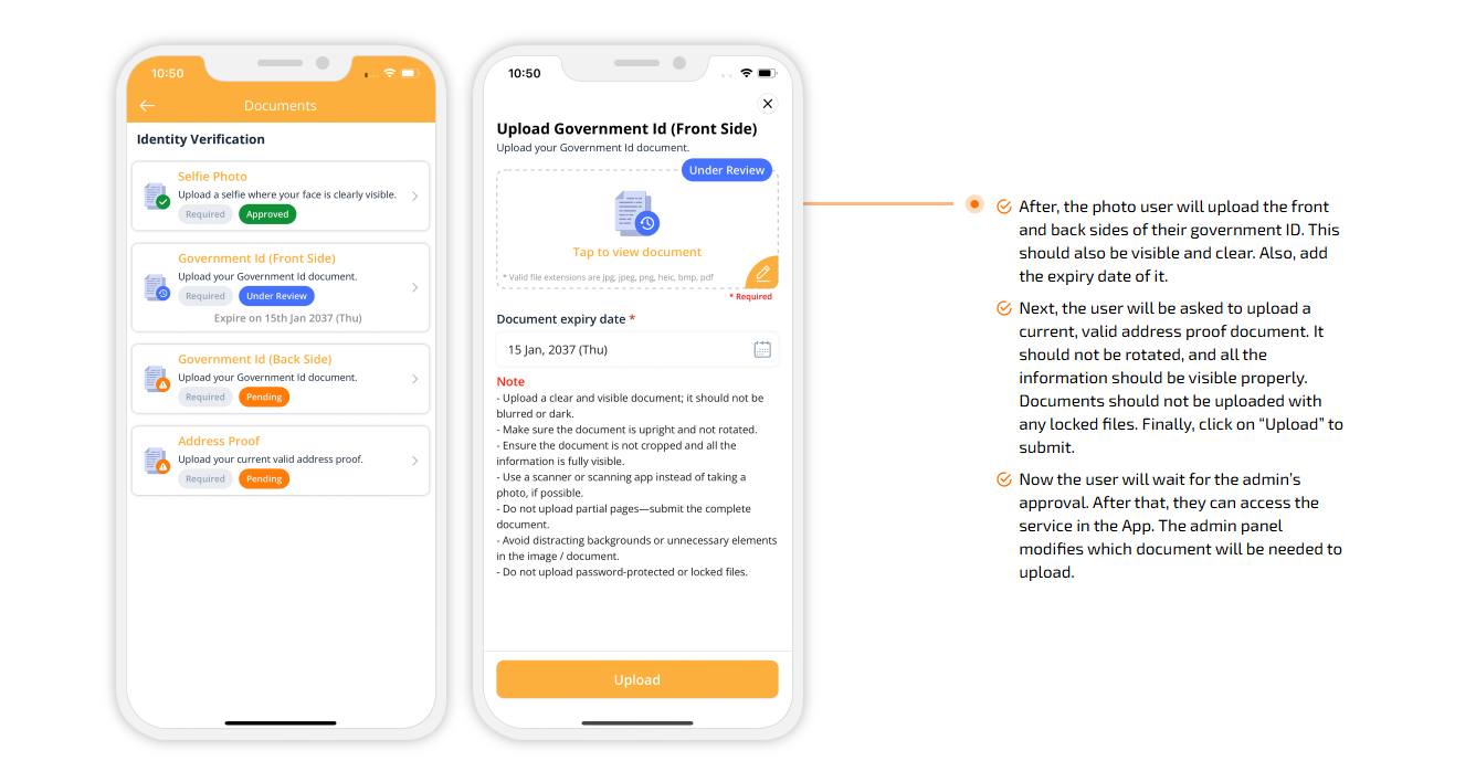 Upload Government id