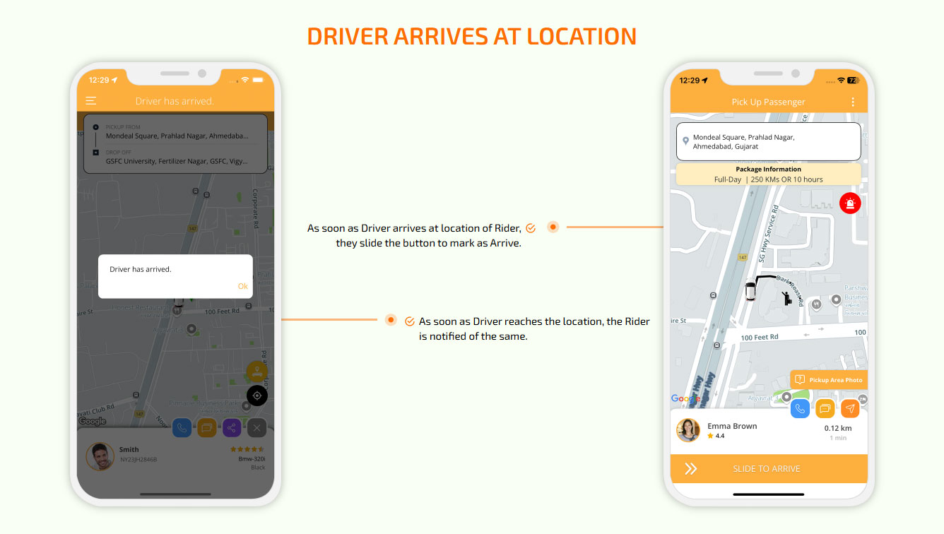 Driver Arrives at Location