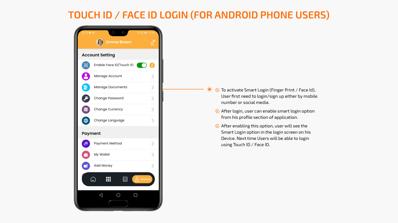 Touch id - face id Login
