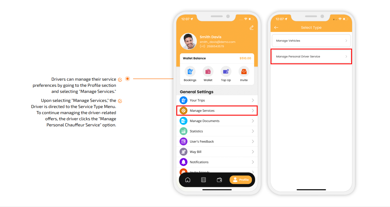 Manage Personal Driver Service