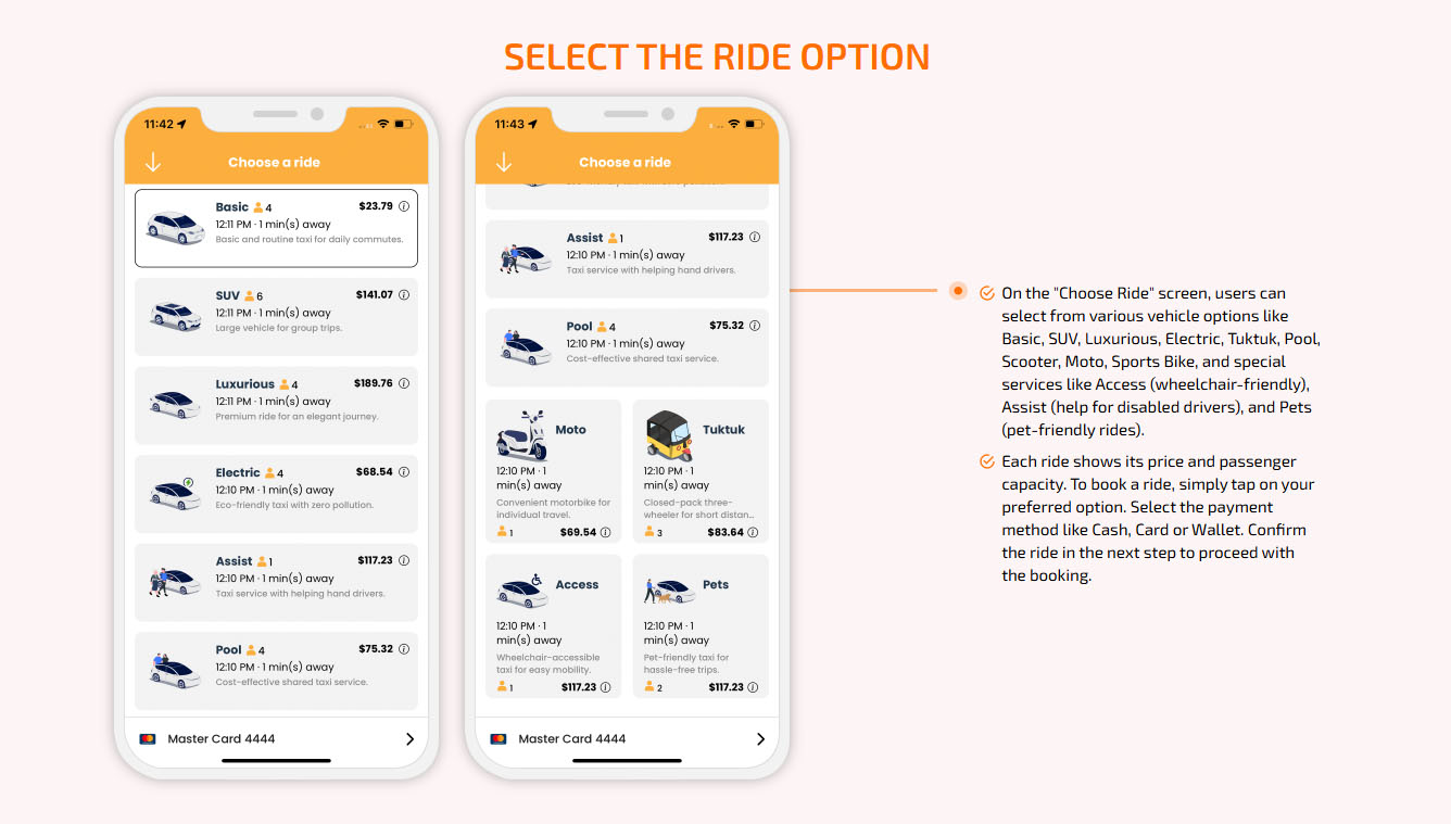 Select ride option