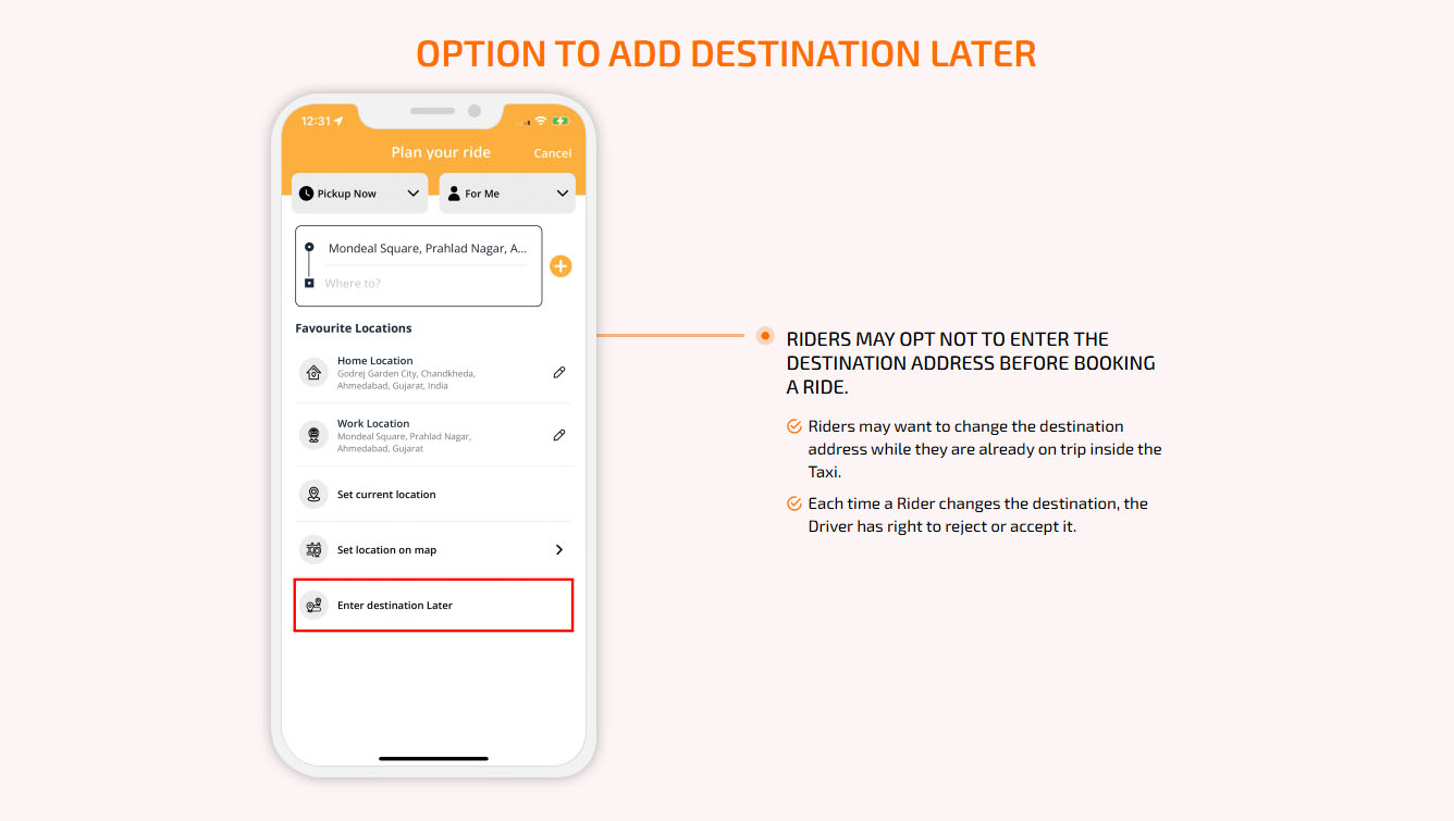 Add Destination Later