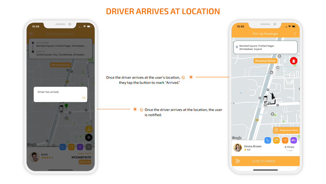 Driver Arrives at Location