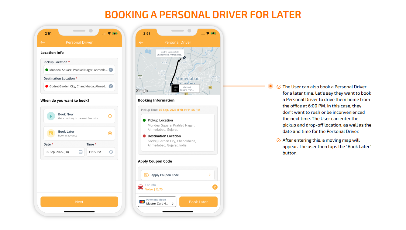 The user can view the subsequent booking from the 