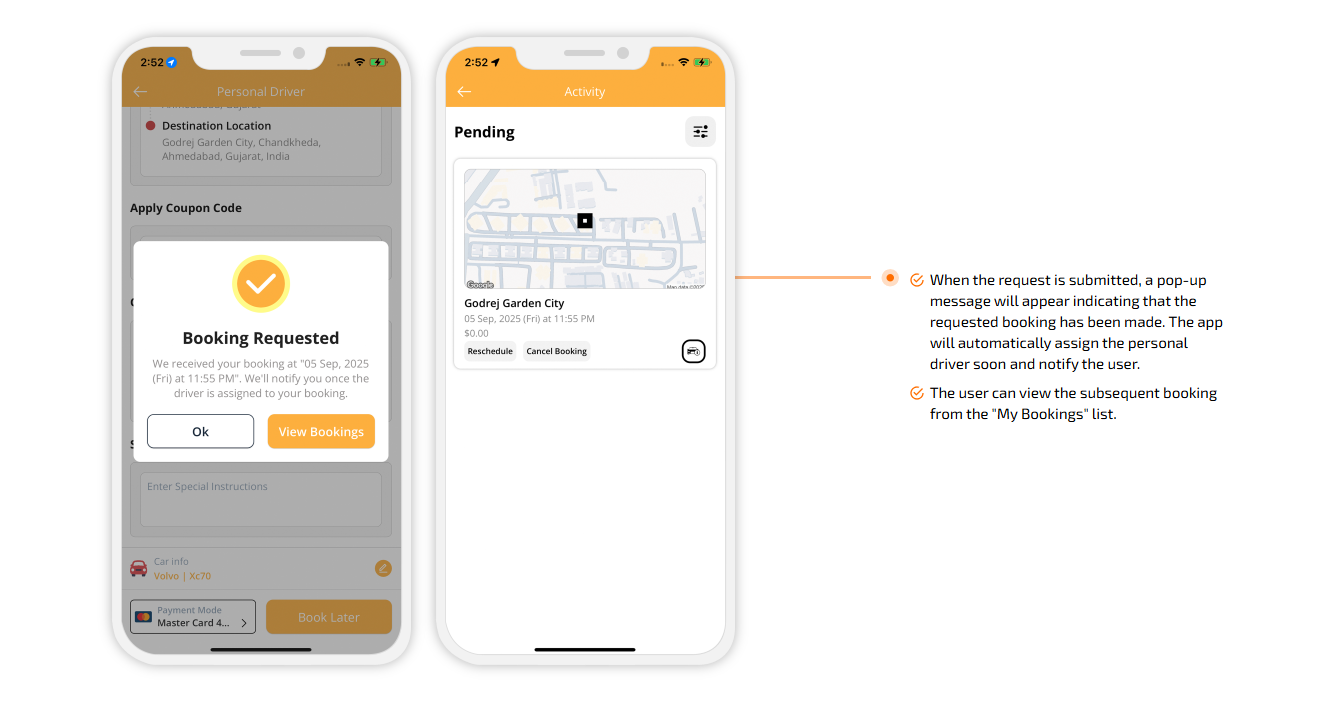 Booking a Personal Driver for Later