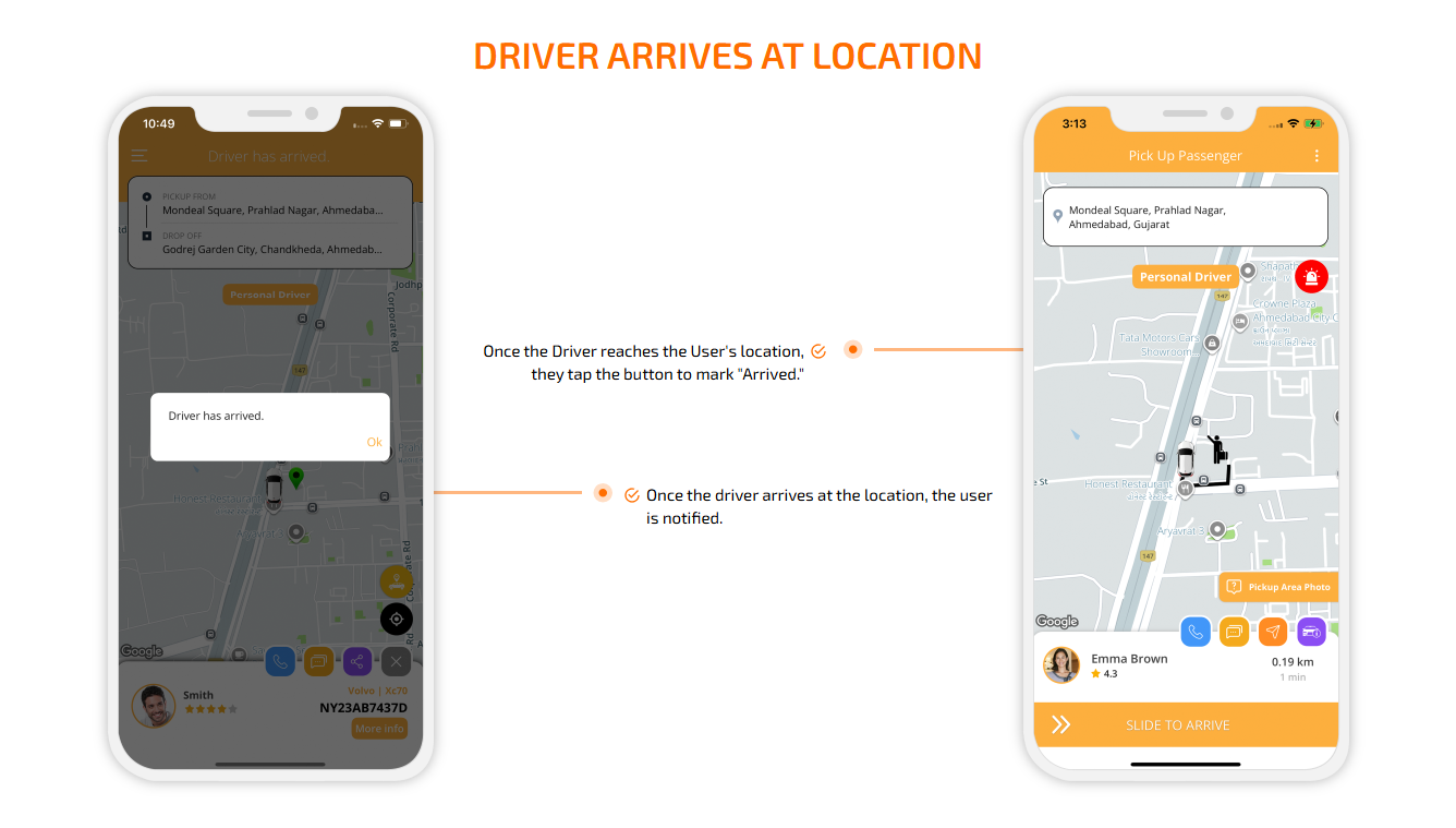 Driver Arrives at Location